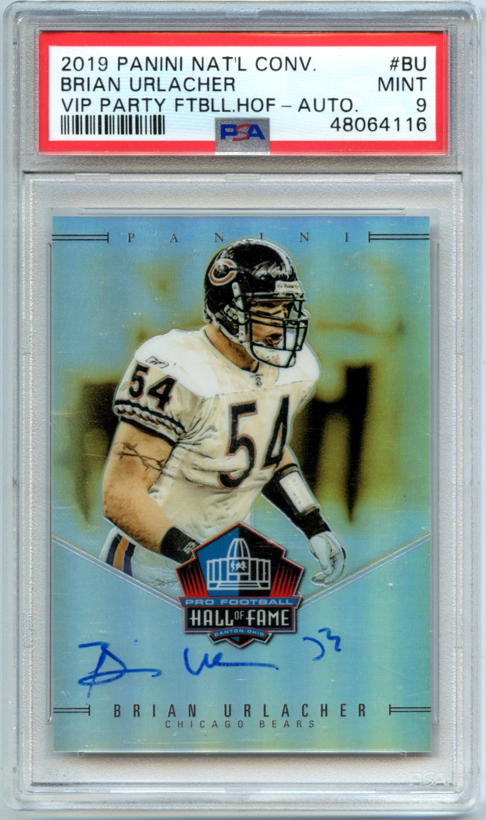 Brian Urlacher 2019 Panini National Convention VIP Hall Of Fame Auto SP 21/50 PSA 9