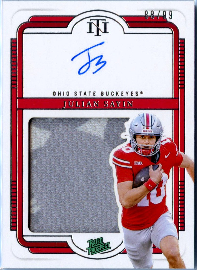 Julian Sayin RC 2025 National Treasures Collegiate Rookie Patch Auto SP 88/99