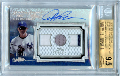 Alex Rodriguez 2020 Topps Sterling Blue Game Used Patch Auto SP 7/10 BGS 9.5