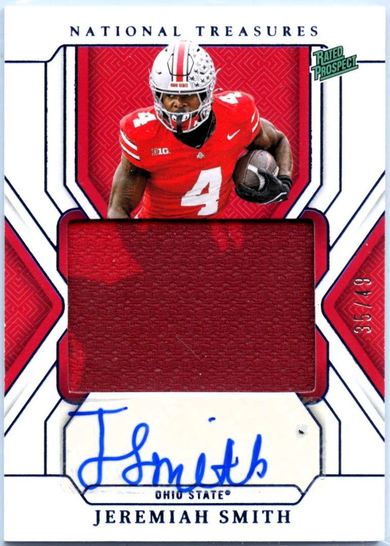 Jeremiah Smith RC 2025 National Treasures Collegiate Blue Rookie Patch Auto SP 35/49