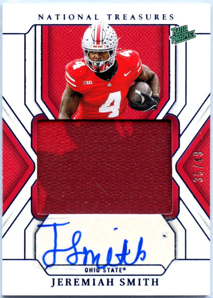 Jeremiah Smith RC 2025 National Treasures Collegiate Blue Rookie Patch Auto SP 35/49