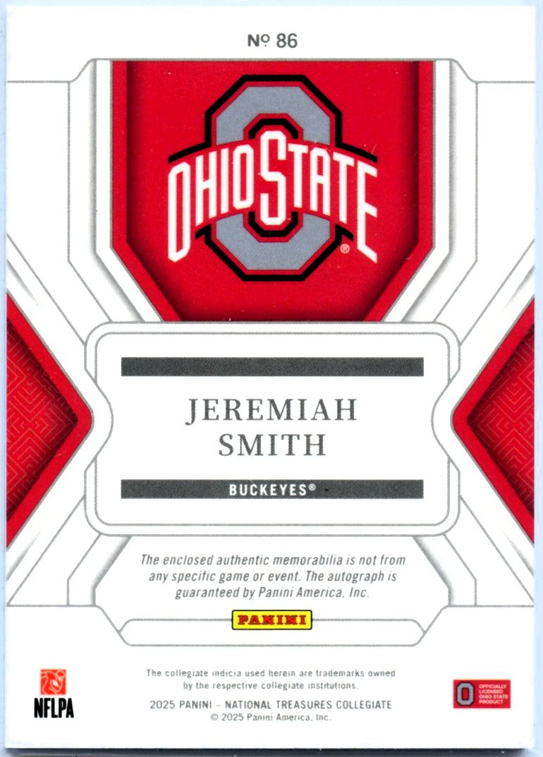 Jeremiah Smith RC 2025 National Treasures Collegiate Blue Rookie Patch Auto SP 35/49