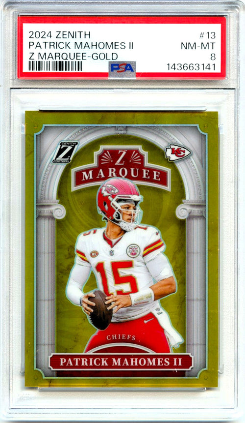 Patrick Mahomes II 2024 Panini Zenith Gold Z Marquee SP 9/10 PSA 8