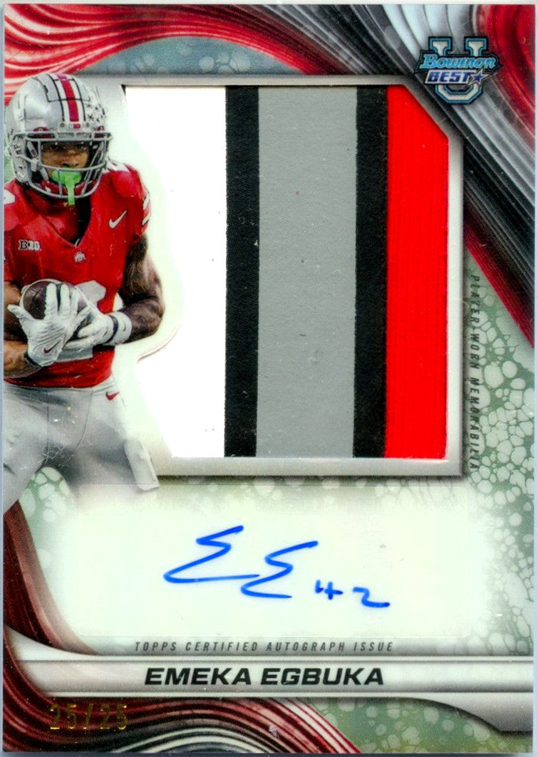 Emeka Egbuka RC 2024 Bowman U Best Honor Roll Rookie Patch Auto SP 25/25