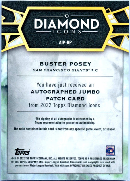 Buster Posey 2022 Topps Diamond Icons Red Jersey Patch Auto SP 2/5