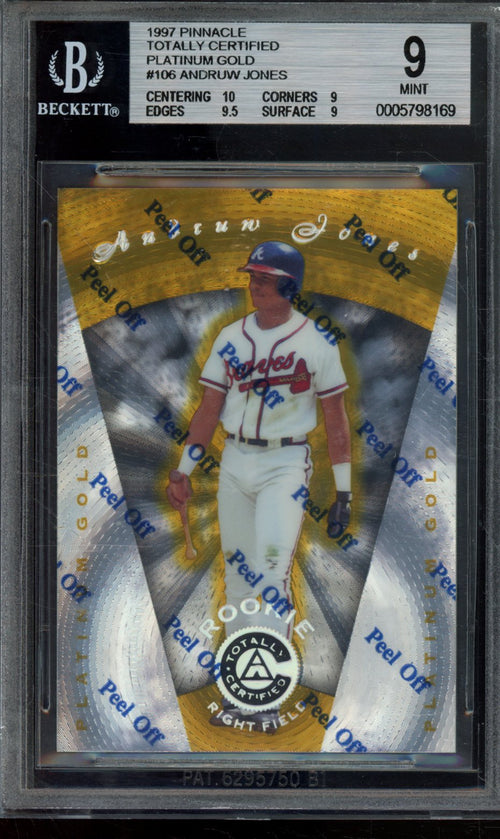 ANDRUW JONES 1997 PINNACLE TOTALLY CERTIFIED PLATINUM GOLD BGS 9