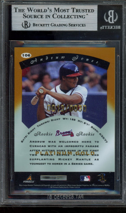 ANDRUW JONES 1997 PINNACLE TOTALLY CERTIFIED PLATINUM GOLD BGS 9