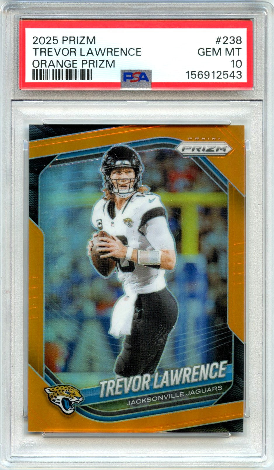 Trevor Lawrence 2025 Panini Prizm Orange SP 232/249 PSA 10