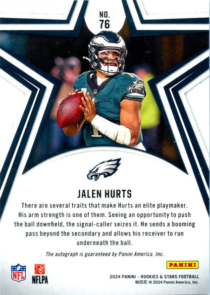 Jalen Hurts 2024 Panini Rookies & Stars Orange Auto SP 7/20