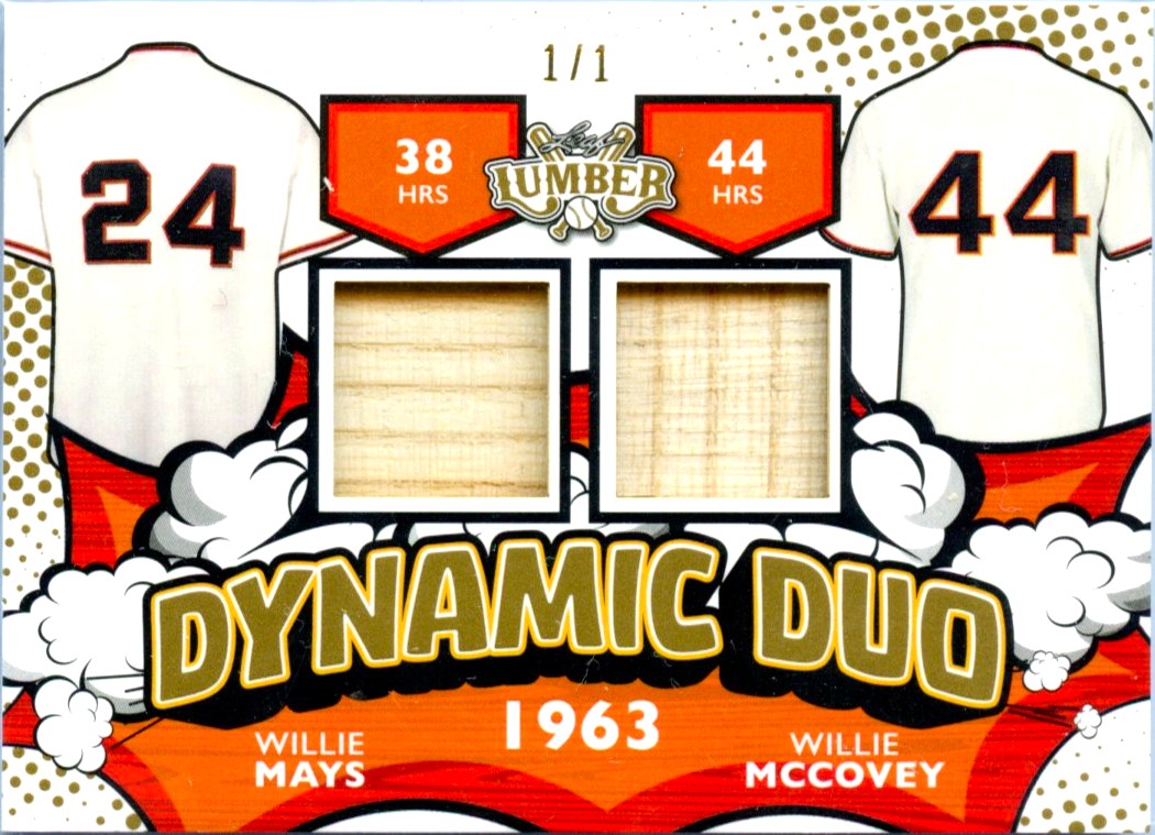 Willie Mays Willie Mccovey 2024 Leaf Lumber Dynamic Duo Game Used Bat Piece SP 1/1