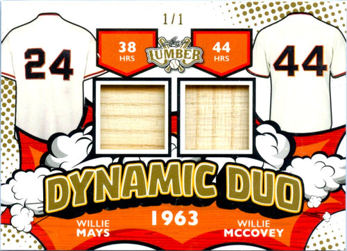 Willie Mays Willie Mccovey 2024 Leaf Lumber Dynamic Duo Game Used Bat Piece SP 1/1