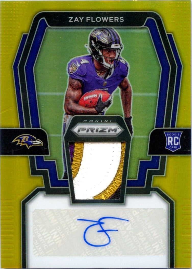 Zay Flowers RC 2023 Panini Prizm Gold Rookie Patch Auto SP 1/10