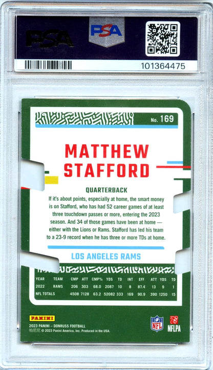 Matthew Stafford 2023 Donruss Black Die Cut Press Proof SP 1/1 PSA 8