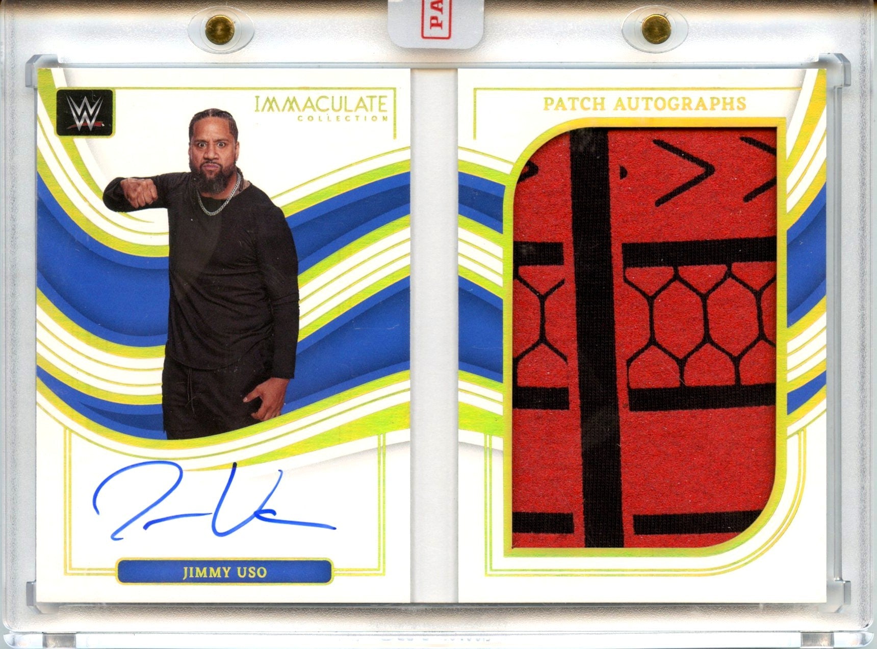 Jimmy Uso 2023 Immaculate WWE Booklet Gold Patch Auto SP 4/10