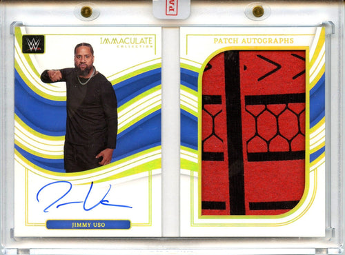 Jimmy Uso 2023 Immaculate WWE Booklet Gold Patch Auto SP 4/10