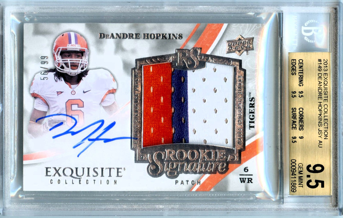 Deandre Hopkins RC 2013 UD Exquisite Rookie Jersey Patch Auto SP 56/99 BGS 9.5