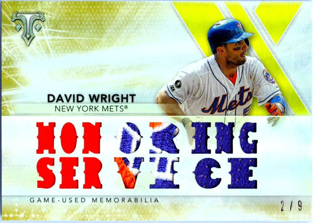 David Wright 2015 Topps Triple Threads Gold Game Used Patch SP 2/9