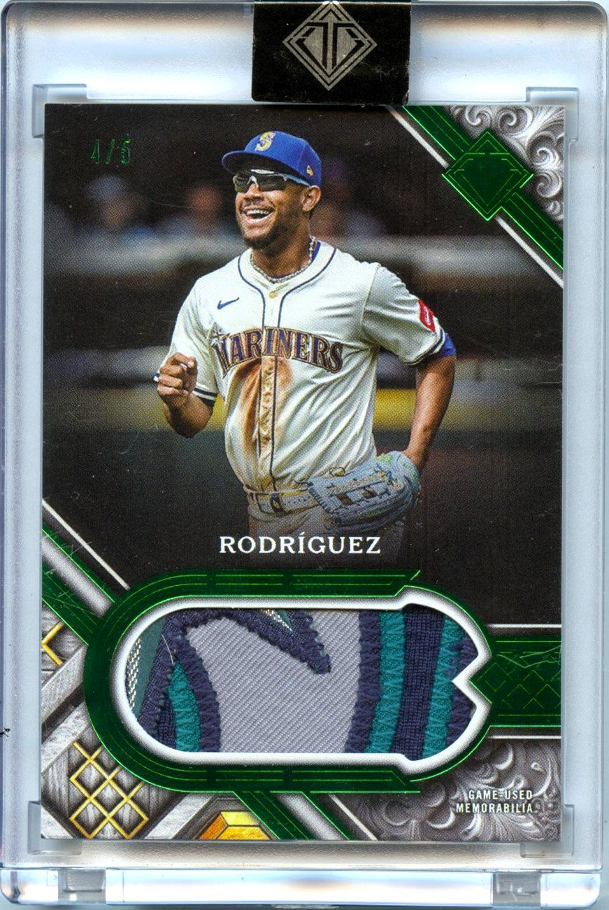 Julio Rodriguez 2025 Topps Transcendent Collection Green Game Used Patch SP 4/5