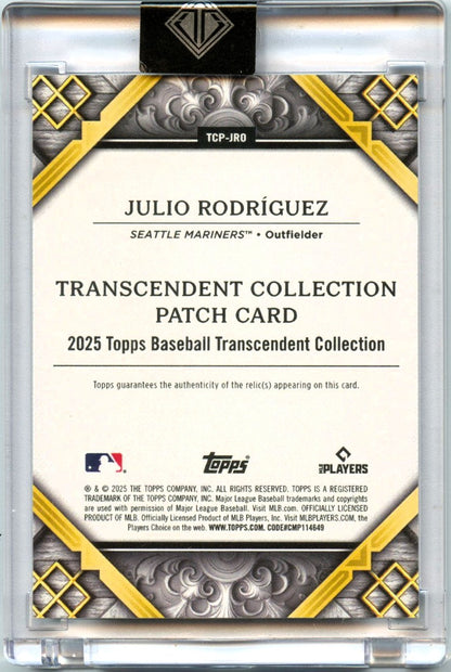 Julio Rodriguez 2025 Topps Transcendent Collection Green Game Used Patch SP 4/5