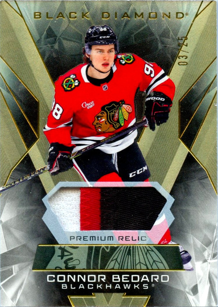 Connor Bedard 2025-26 Upper Deck Black Diamond Game Used Patch SP 3/25