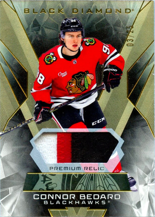 Connor Bedard 2025-26 Upper Deck Black Diamond Game Used Patch SP 3/25