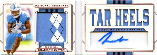 Omarion Hampton RC 2025 National Treasures Colleigate Red Booklet Rookie Patch Auto SP 1/11