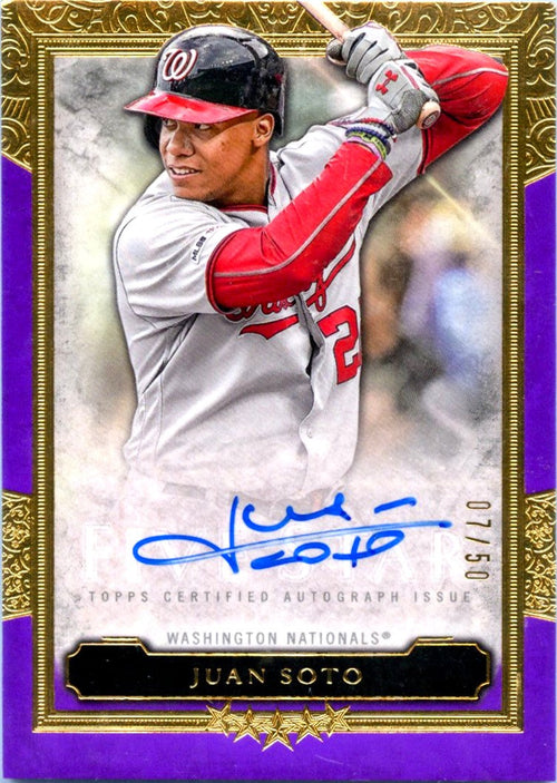 Juan Soto 2022 Topps Five Star Purple On Card Auto SP 7/50
