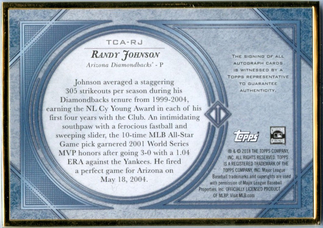 Randy Johnson 2018 Topps Transcendent Collection Gold Framed Auto SP 23/25