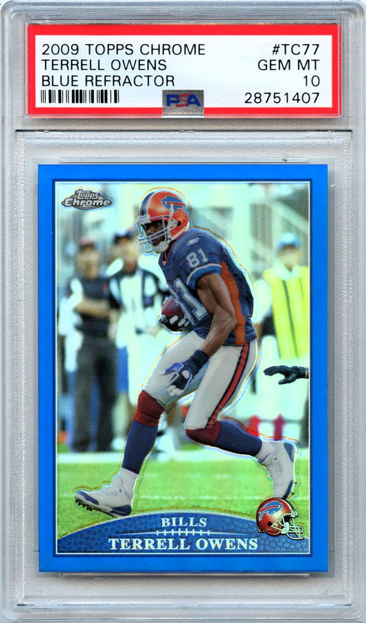 Terrell Owens 2009 Topps Chrome Blue Refractor PSA 10