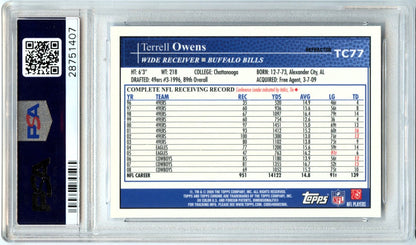 Terrell Owens 2009 Topps Chrome Blue Refractor PSA 10
