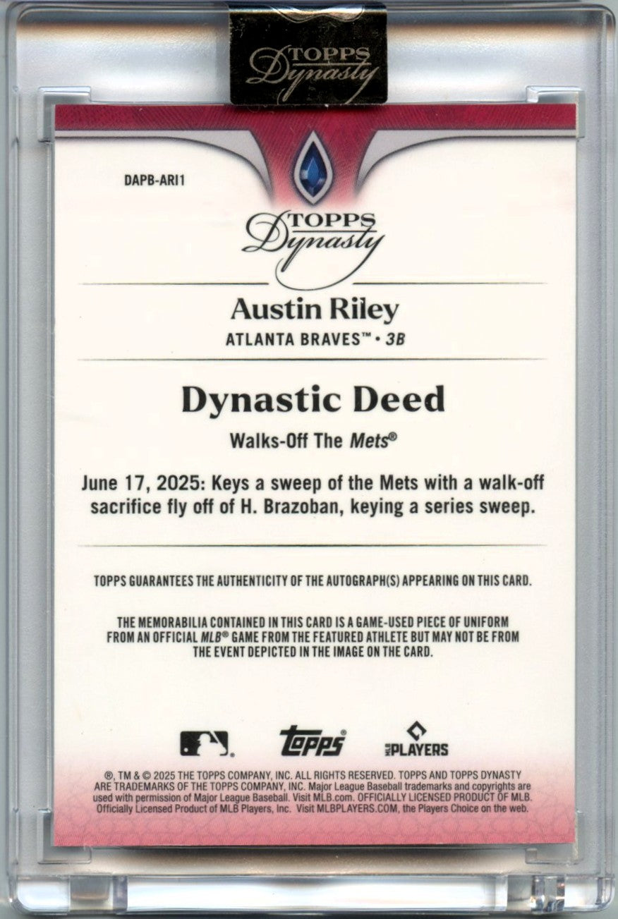 Austin Riley 2025 Topps Dynasty Silver Game Used Patch Auto SP 5/5
