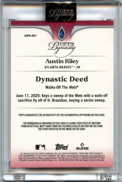 Austin Riley 2025 Topps Dynasty Silver Game Used Patch Auto SP 5/5