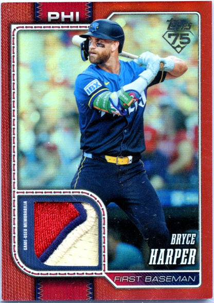Bryce Harper 2026 Topps Red Foil Game Used Jersey Patch SP 4/5