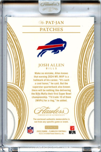 Josh Allen 2025 Flawless Holo Silver Jersey Patch SP 10/20