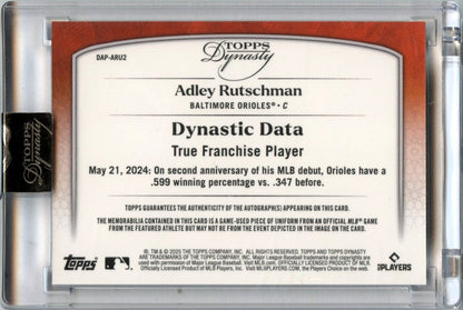 Adley Rutschman 2025 Topps Dynasty Game Used Patch Auto SP 4/5