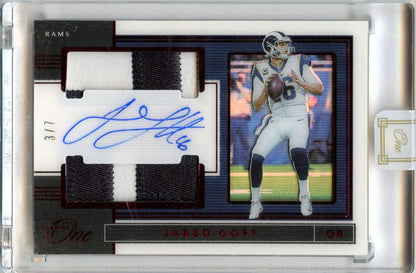 Jared Goff 2019 Panini One Red Dual Jersey Patch Auto SP 3/7