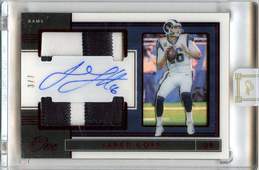 Jared Goff 2019 Panini One Red Dual Jersey Patch Auto SP 3/7