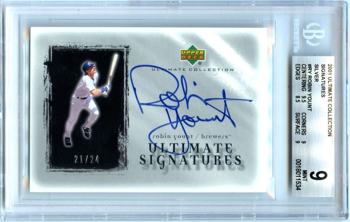 Robin Yount 2001 UD Ultimate Collection On Card Auto SP 21/24 BGS 9