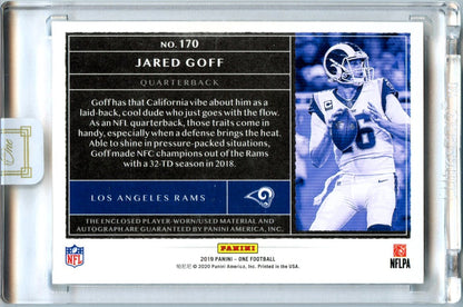 Jared Goff 2019 Panini One Red Dual Jersey Patch Auto SP 3/7