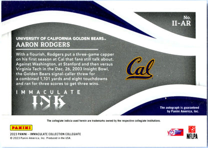 Aaron Rodgers 2023 Immaculate Collegiate Gold Immaculate Ink Auto SP 7/10