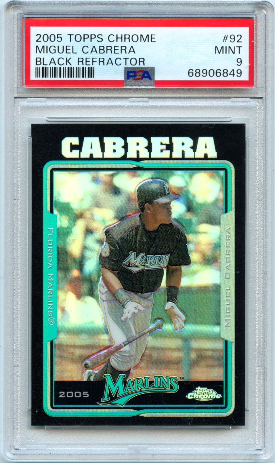 Miguel Cabrera 2005 Topps Chrome Black Refractor SP 141/225 PSA 9