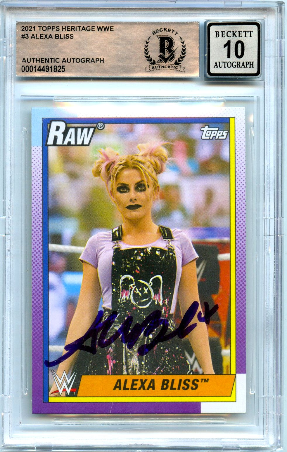 Alexa Bliss 2021 Topps Heritage WWE In Person Auto #3 Beckett Authentic