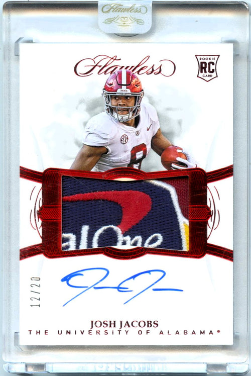 Josh Jacobs RC 2019 Flawless Collegiate Red Rookie Logo Patch Auto SP 12/20