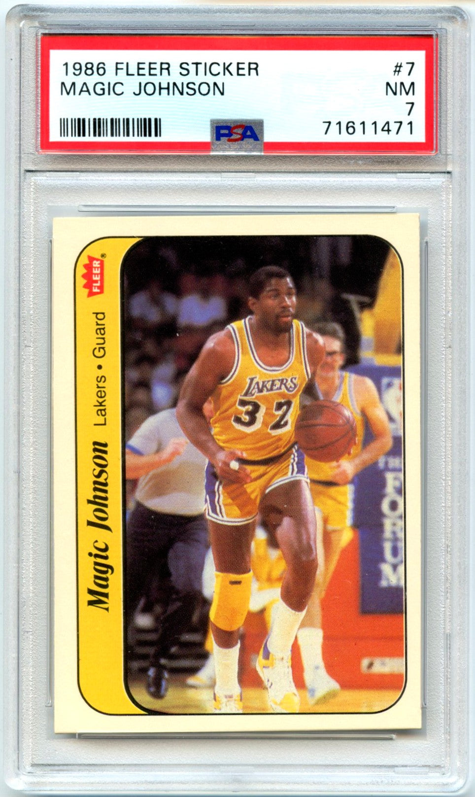Magic Johnson 1986-87 Fleer Sticker #7 PSA 7