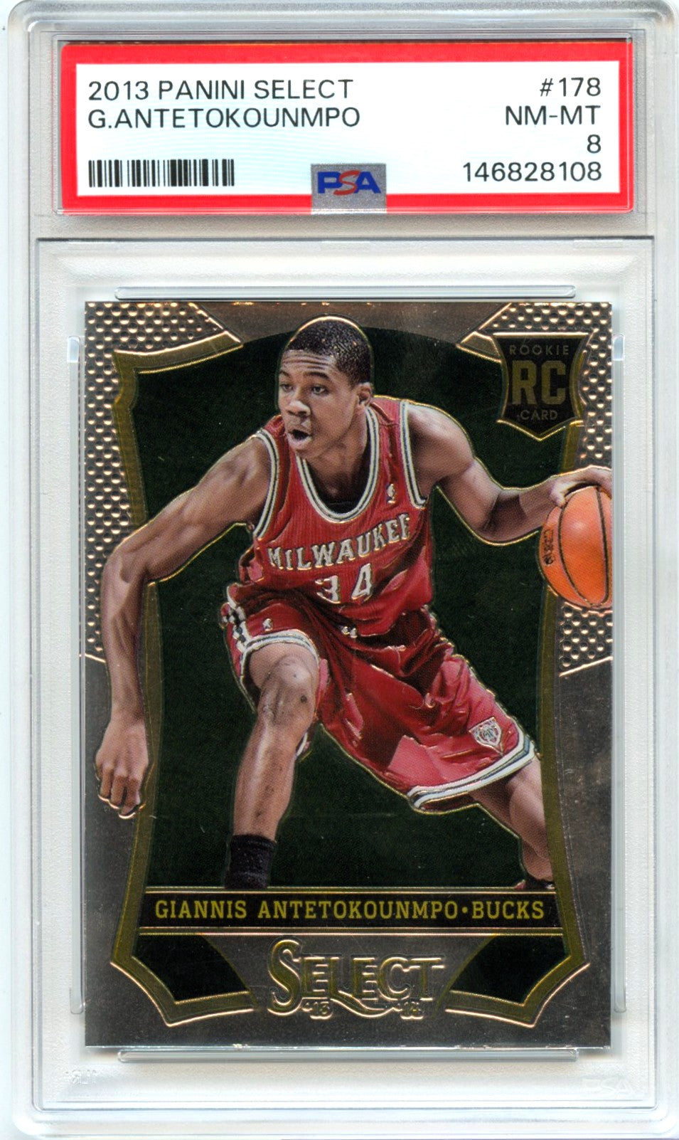 Giannis Antetokounmpo RC 2013-14 Panini Select Rookie #178 PSA 8