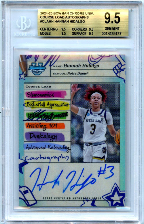 Hannah Hidalgo RC 2024 Bowman U Chrome Course Load Rookie Auto BGS 9.5