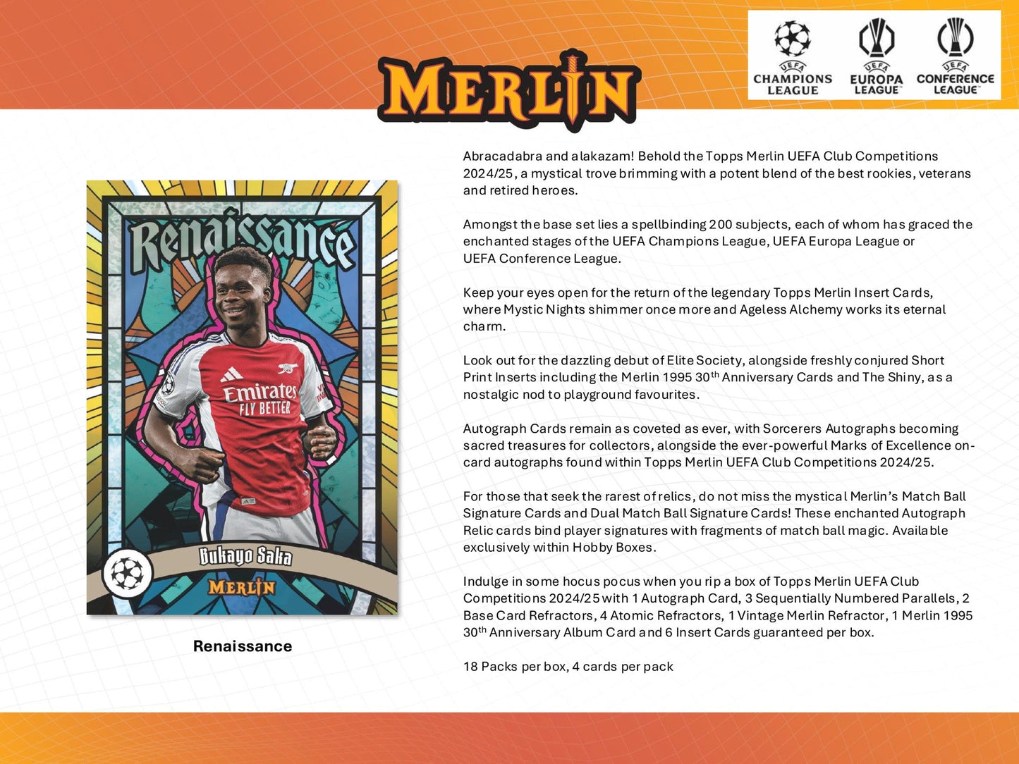2024-25 Topps UEFA Club Competitions Merlin Chrome Soccer Hobby Box