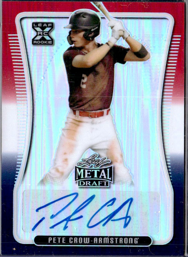 Pete Crow-Armstrong RC 2020 Leaf Metal Draft Red White Blue Prismatic Rookie Auto SP 1/10