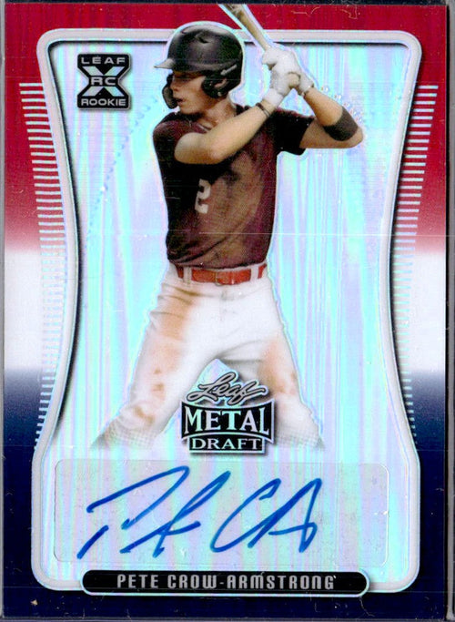 Pete Crow-Armstrong RC 2020 Leaf Metal Draft Red White Blue Prismatic Rookie Auto SP 1/10