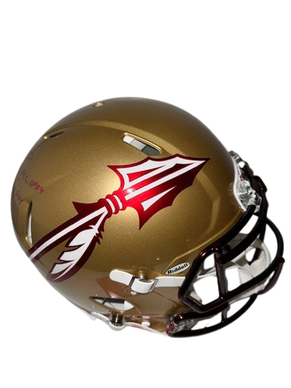 Jordan Travis Autographed "2023 ACC OPOY & ACC POY" Gold FSU Authentic Football Helmet